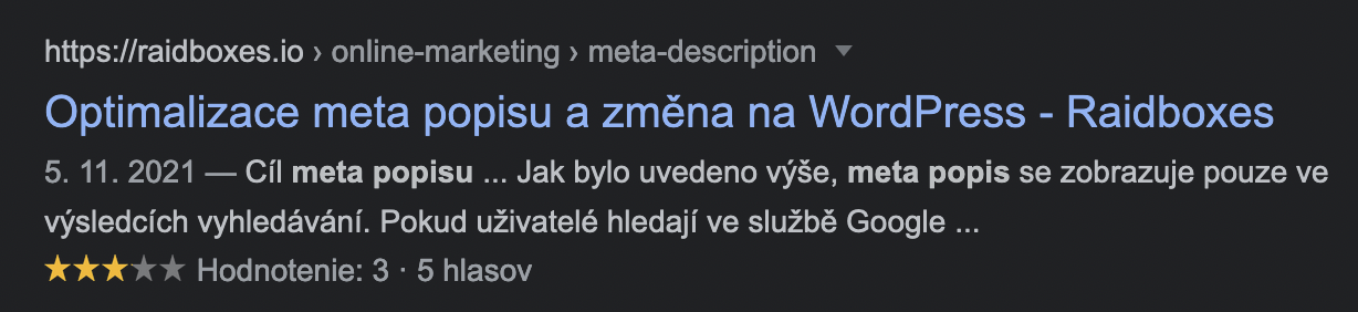 Príklad SEO popisu, ktorý orezalo.